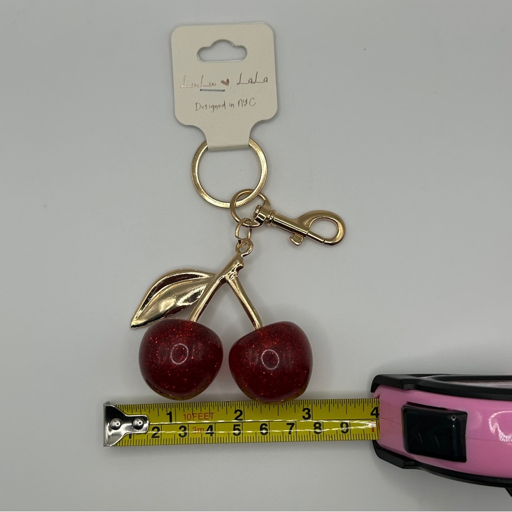 Large Red Sparkle Cherries Keychain - Picture 7 of 8